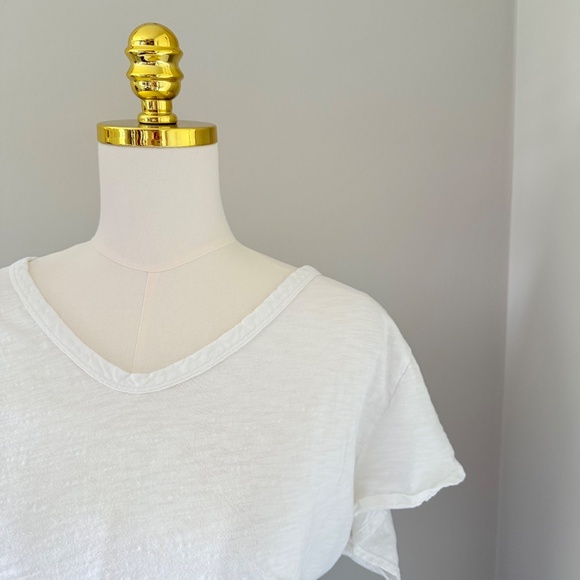 Dylan V-Neck Cotton Slub Tee in White, Sz XL - Picture 2 of 11